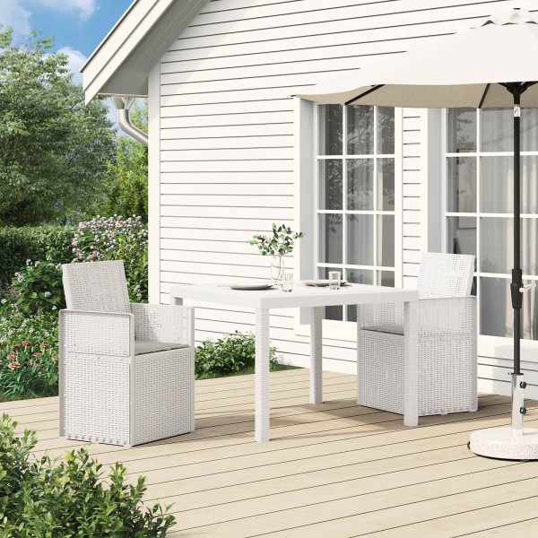 Garden Dining Chairs 2 pcs. White and light gray PP