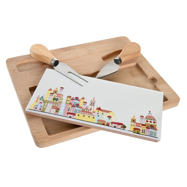 Set za Predjelo DKD Home Decor 24,5 x 20 x 1,2 cm Punane Valge Mitmevärviline Keraamika Cottage Majad