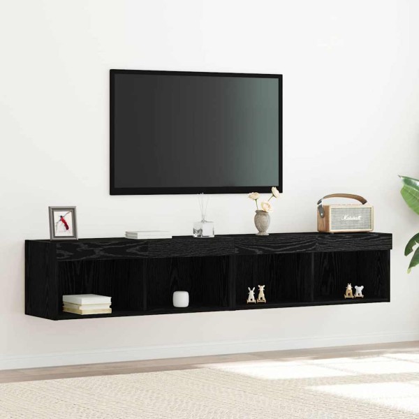 TV cabinet set 2 pcs. black oak Processed wood