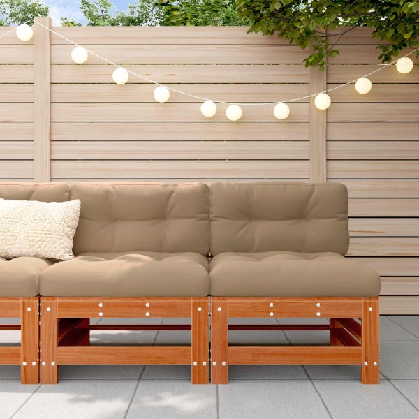 Garden middle sofa Solid pine wood Wax Brown