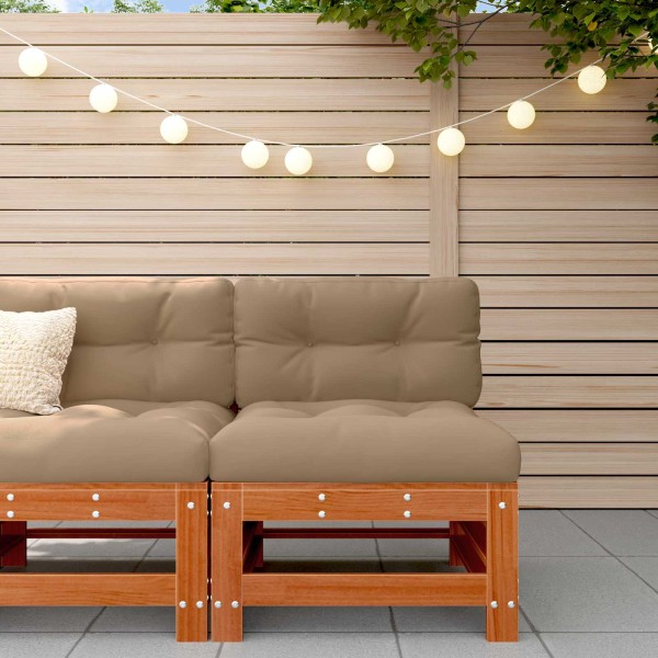 Garden middle sofa Solid pine wood Wax Brown Pine