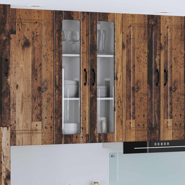Wall glass cabinet LUCCA Aged wood