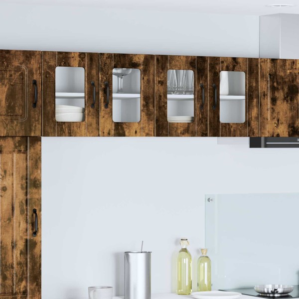 Wall glass cabinet PORTO 2 pcs. Smoked oak