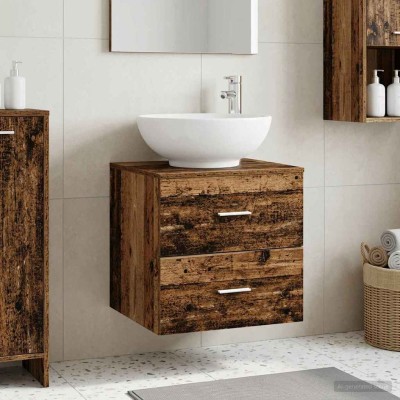 Wall sink cabinet Aged wood