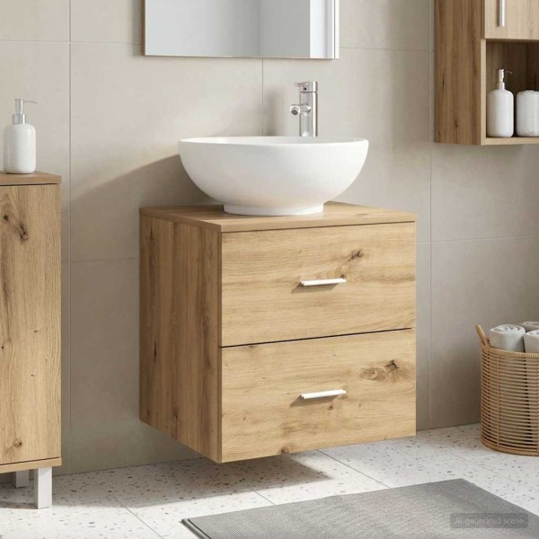 Wall-mounted sink cabinet Artisan oak