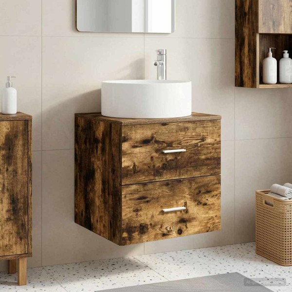 Wall-mounted sink cabinet Smoked oak