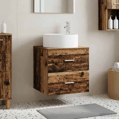 Wall sink cabinet Aged wood