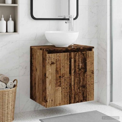 Wall sink cabinet Aged wood