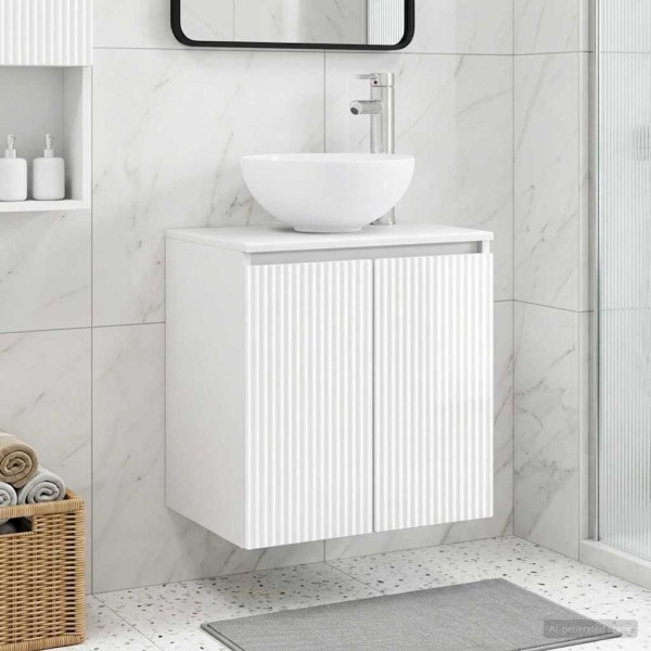 Wall-mounted sink cabinet High-gloss white