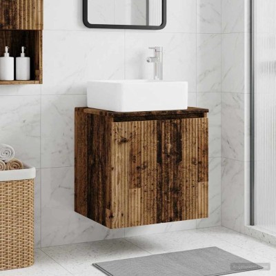 Wall sink cabinet Aged wood