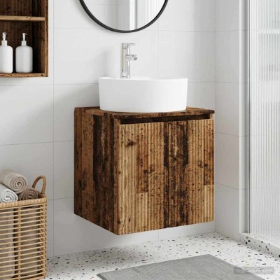 Wall sink cabinet Aged wood