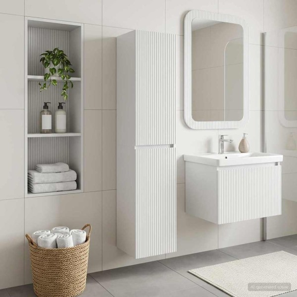 Attached Bathroom Cabinet White 33 x 34.5 x 160 cm