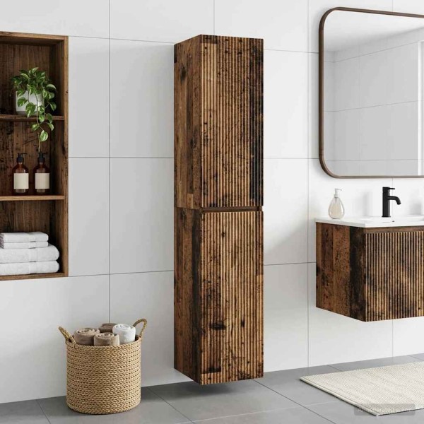 Attached Bathroom Cabinet Aged wood