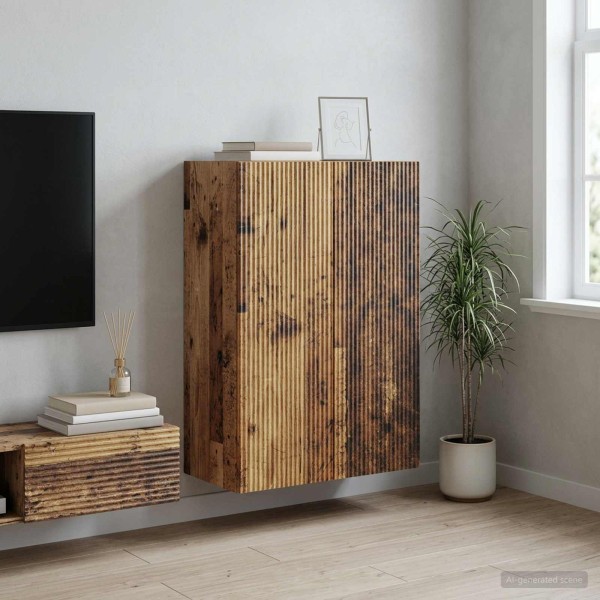 Wall-mounted wardrobe Aged wood