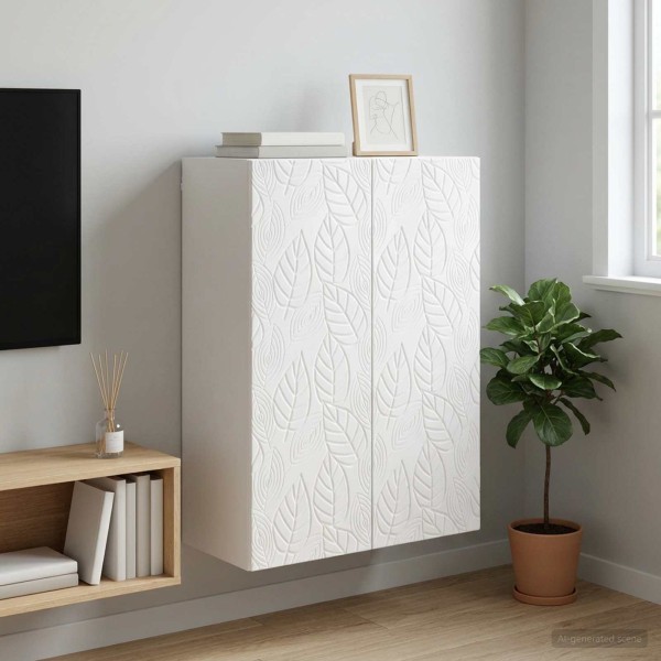 Wall-mounted wardrobe in high-gloss white