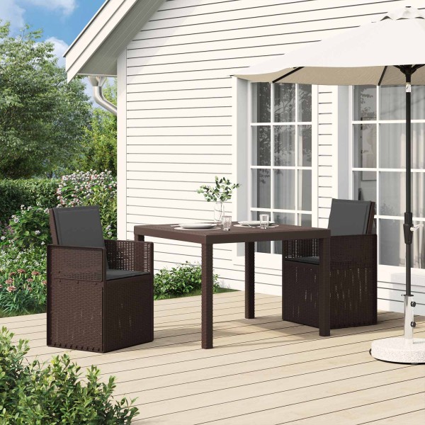 Garden Dining Chairs 2 pcs. Brown and anthracite PP