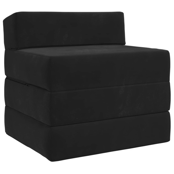 Folding Sofa Bed Black 200 x 70 x 15 cm Velvet