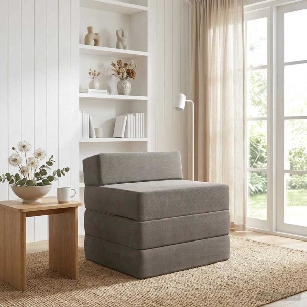 Folding Sofa Bed Light gray 200 x 70 x 15 cm
