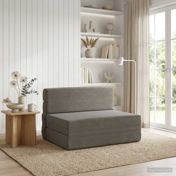 Folding Sofa Bed Light Gray 100 x 80 x 60 cm Fabric