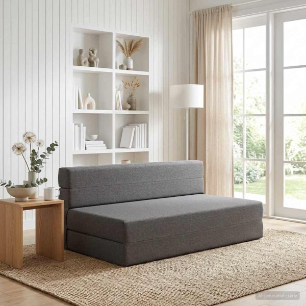 Folding Sofa Bed Light gray 152 x 86.5 x 60 cm