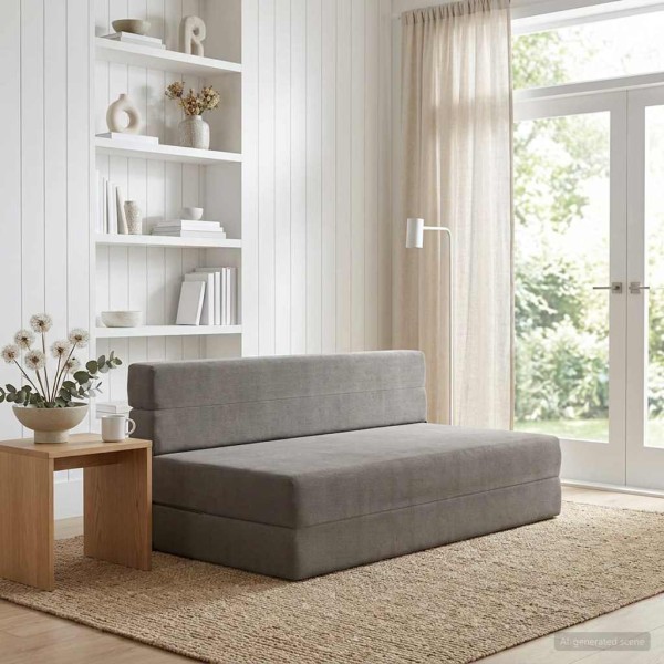 Folding Sofa Bed Light gray 152 x 86.5 x 60 cm