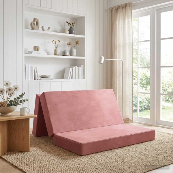 Folding Sofa Bed 140 x 67 x 45 cm Pink