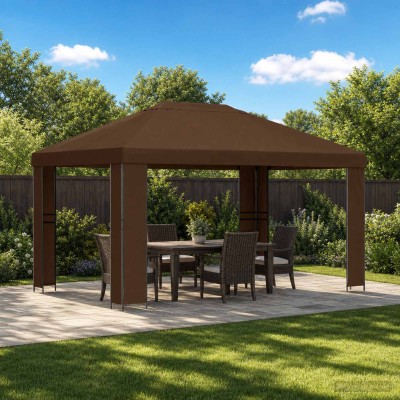 Gazebo 4 × 3 m Brown...