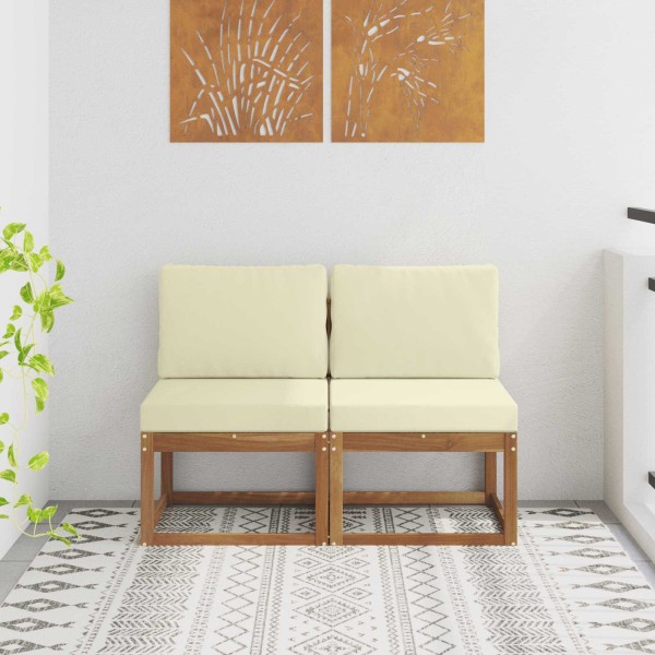 2 Piece Outdoor Middle Sofa Solid acacia wood