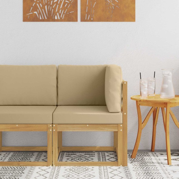 Outdoor corner sofa Solid acacia wood White
