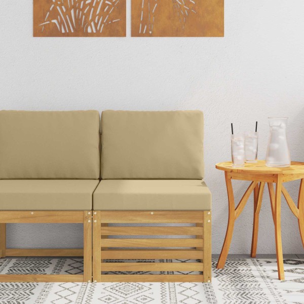 Outdoor Medium Sofa Solid acacia wood White