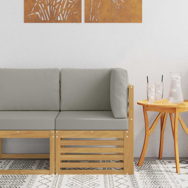 Outdoor corner sofa Solid acacia wood White