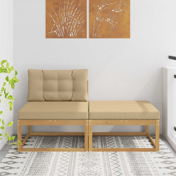 2 Unit Outdoor footstool Polyester White