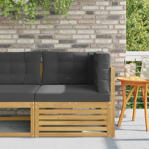 Outdoor corner sofa Solid acacia wood White