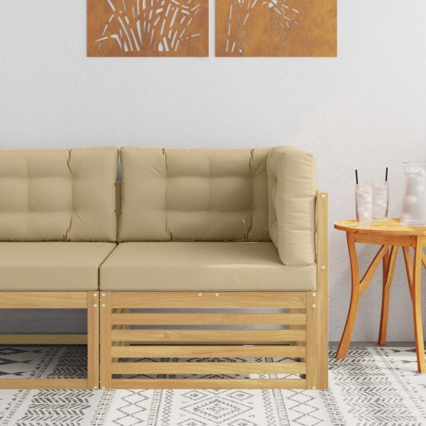 Outdoor corner sofa Solid acacia wood White