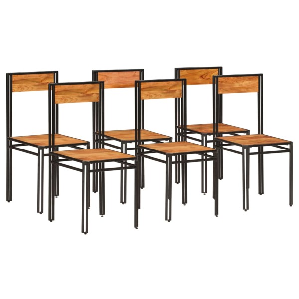 Dining room chairs, 6 pieces, solid acacia wood