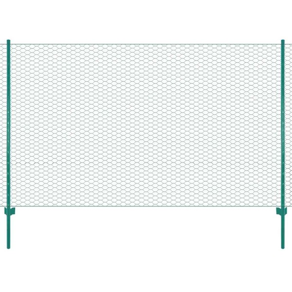 Mesh fence made of wire with posts, green width, 25x1.5 m