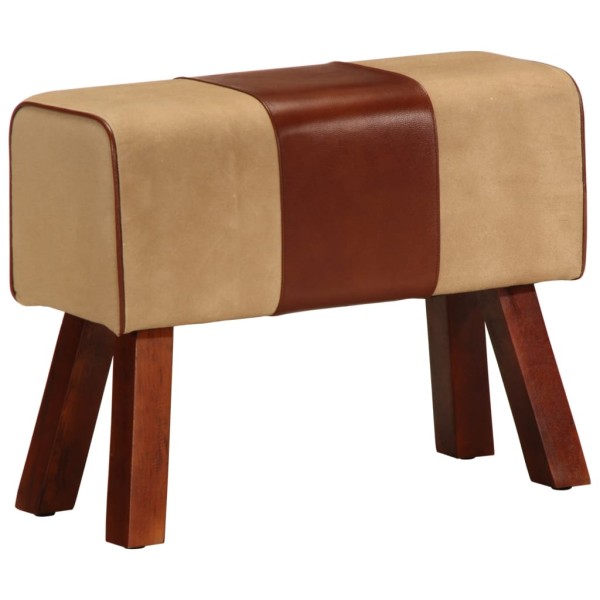 Gymnastics horse, brown, 58cm, real leather and mango solid