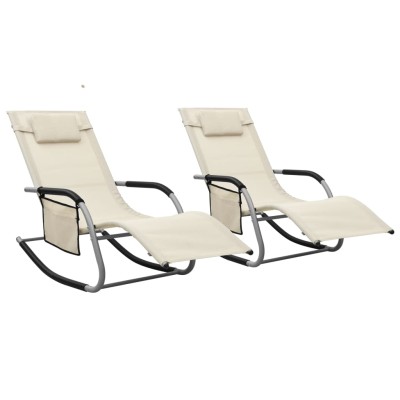 Sunbeds, 2 pcs., cream and...