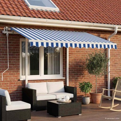 Manual retractable awning,...