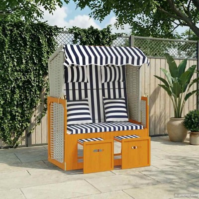 Beach chair, white/blue,...