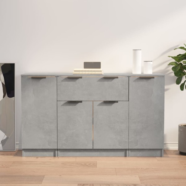 Side cabinets, 3 units, concrete gray, processed wood