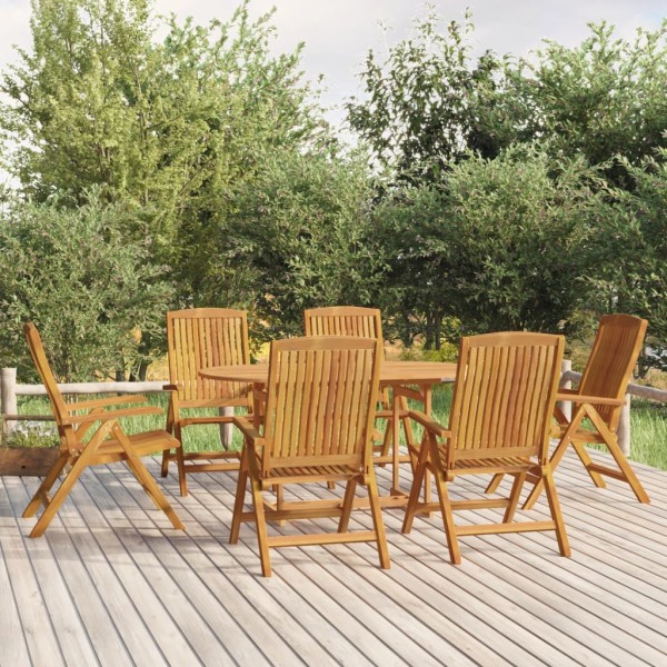 Reclining garden chairs, 6 pcs., solid teak wood