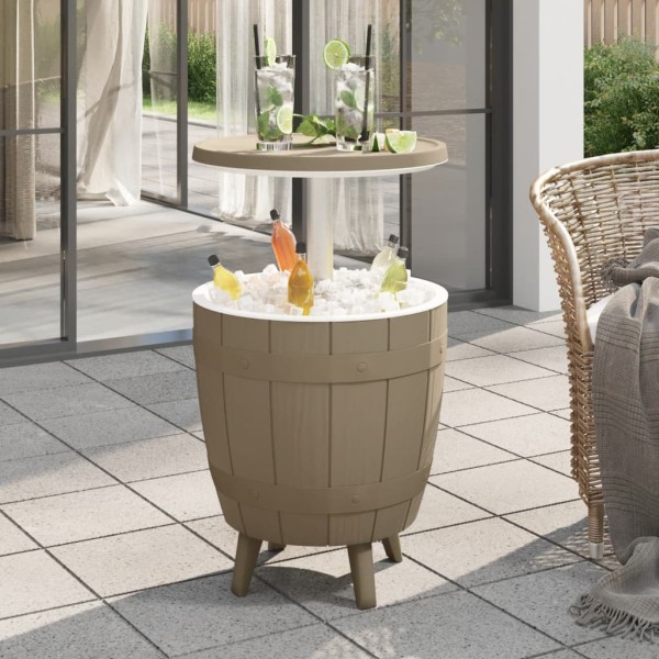3-1 Table with refrigerator, light brown, polypropylene