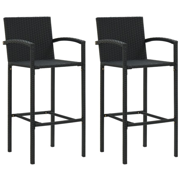 Bar stools, 2 pcs., black, polyrattan