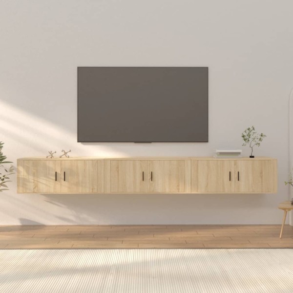 Wall-mounted TV cabinets, 3 pcs., oak, 100x34.5x40cm