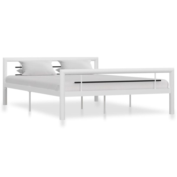 Bed frame, white and black, 160x200cm, metal