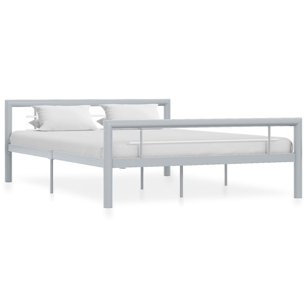 Bed frame, gray and white, 160x200cm, metal