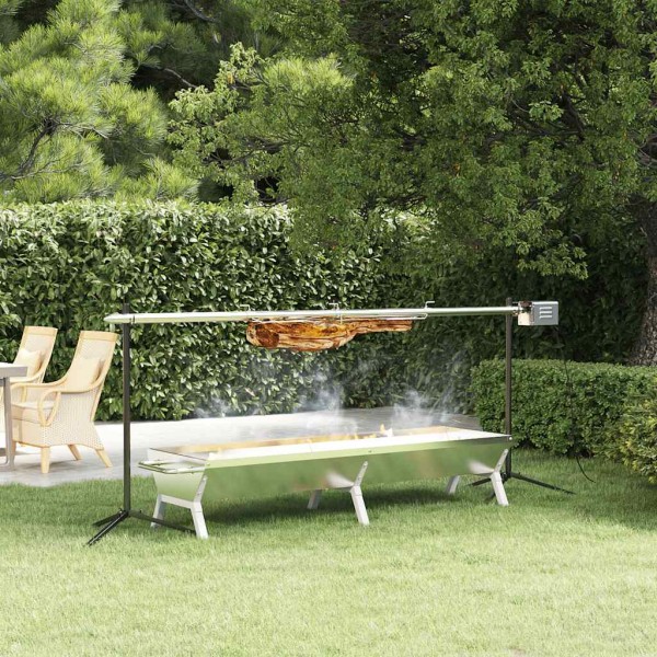 Automatic grill and tray set, stainless steel