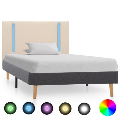 Bed frame with LED, cream...