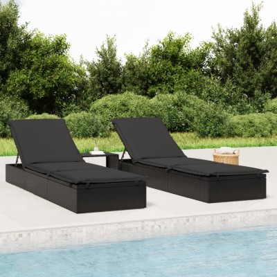 Sunbeds with table, 2 pcs.,...